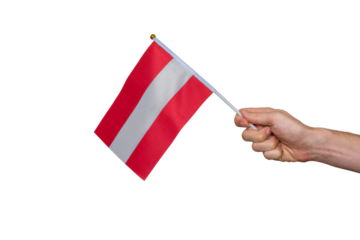 Man is holding Austria flag in hand.