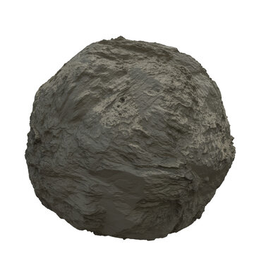 Big round boulderor stone isolated on transparent background.