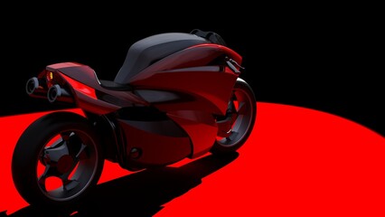 motorbike concept 3d modeling in dark red