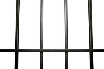 Metalic bars of prison cell isolated on transparent background.