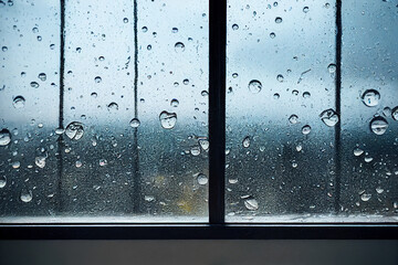 Raindrops on a window in autumn season