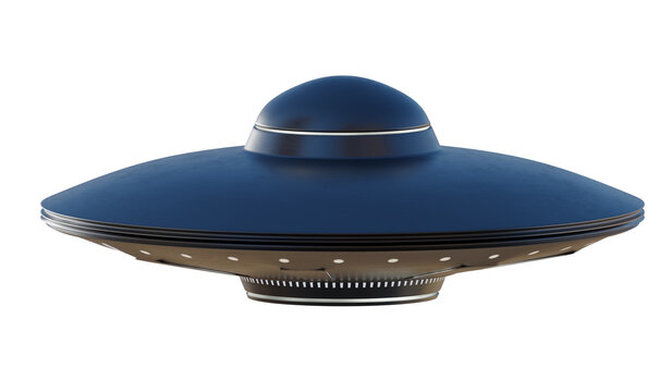 UFO alien ship isolated on transparent background.