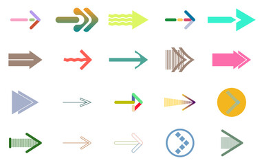 Set of Color Arrows Icons Collection