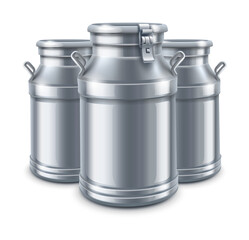 Can containers for milk isolated PNG illustration