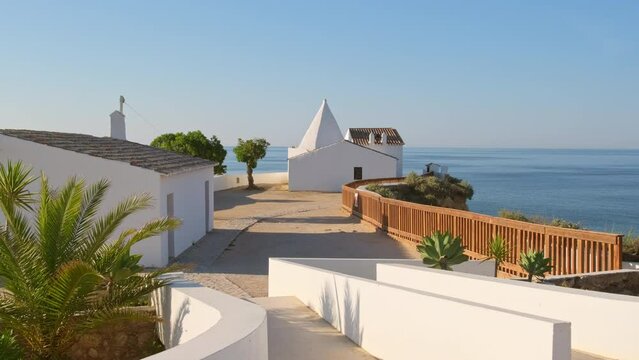Senhora de Nossa church at sunny day in Algarve region coastline, Portugal