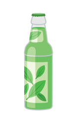 Mojito juice icon. Glass bottle with fresh cocktail or soda. Refreshing drink for summer time and hot weather. Graphic element for website, poster or banner. Cartoon flat vector illustration