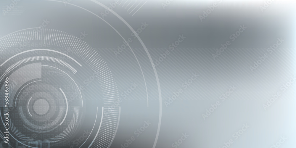 Poster abstract background with geometric tech shapes, parallel lines in a circle.