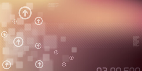 Abstract technology background, blurred square shapes, arrow symbol.