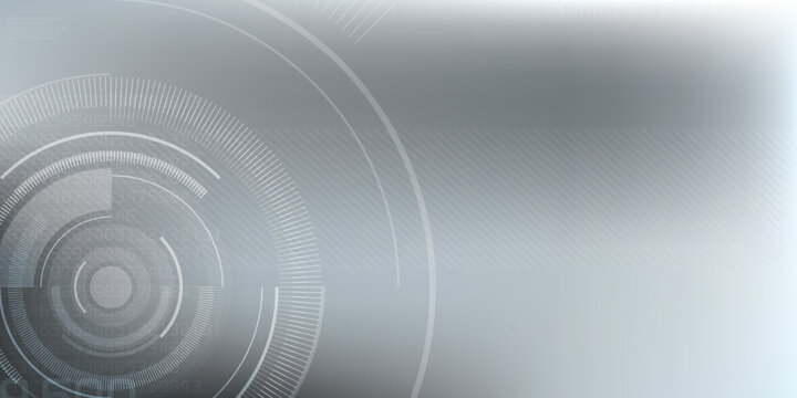 Abstract background with geometric tech shapes, parallel lines in a circle.