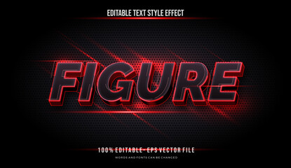 futuristic titlebold  text red and black color. editable text style effect vector fonts
