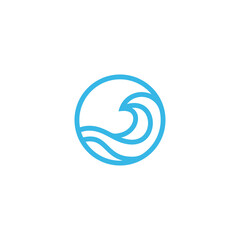 Fototapeta na wymiar Ocean beach logo design linear style 
