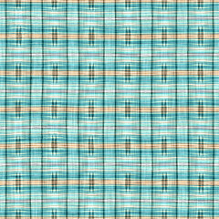 Teal rustic coastal beach house check fabric tile. Seamless sailor flannel textile gingham repeat swatch.