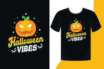 Halloween t-shirt design. Halloween Vibes t-shirt design. Halloween t-shirt design for Halloween day.