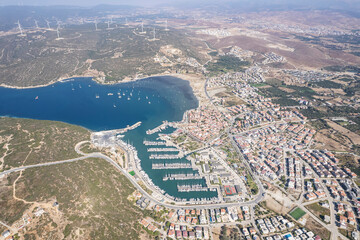 Sigacik Marina in the Cittaslow City Seferihisar Drone Shot, Izmir Turkey