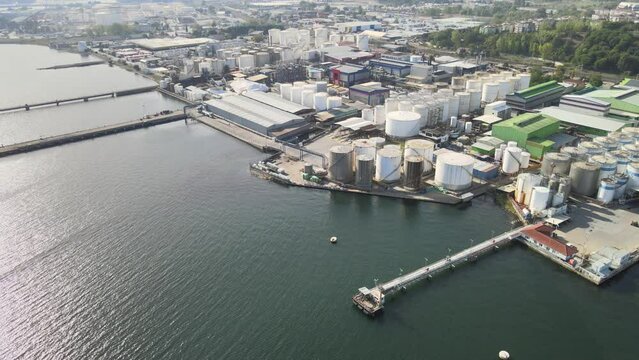 aerial factory oil port