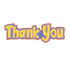 Thank you letter, in bright colors. Suitable for use as a greeting card graphic resource