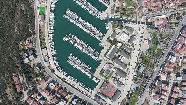 Sigacik Marina in the Cittaslow City Seferihisar Drone Shot, Izmir Turkey