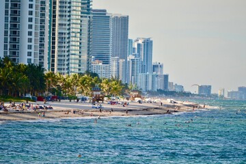Fototapeta na wymiar View From the Pier of Sunny Isles Beach, FL