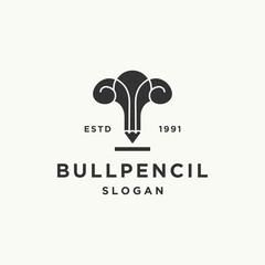 Bull pencil logo icon design template 
