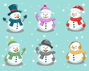 Snowman Christmas holiday season background wishes for poster or greeting cards