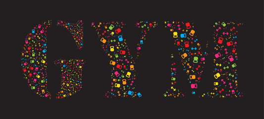 colorful shapes forming the word GYM
