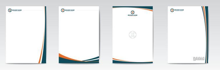 Set of Modern Business orange and blue Letterhead Design Template, Abstract Design, Corporate Business - Letterhead Template, Multipurpose, elegant concept - Vector EPS file