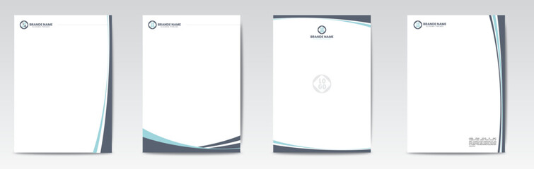 Set of Modern Business cyan and blue Letterhead Design Template, Abstract Design, Corporate Business - Letterhead Template, Multipurpose, elegant concept - Vector EPS file
