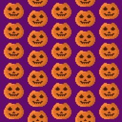 Halloween seamless pixelart pattern background concept