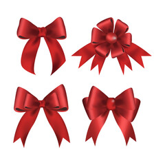 Red gift bows Decorative bow, 3d  set