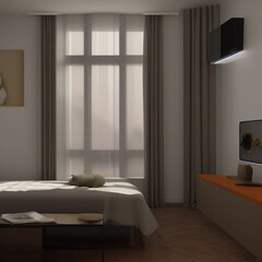 Interior of a bedroom, Generative AI