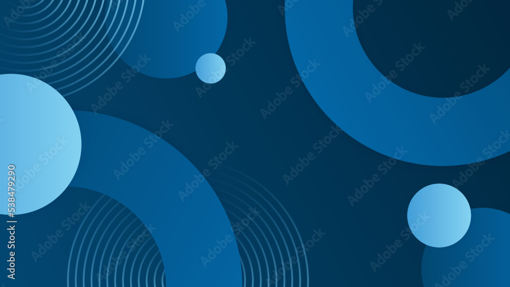 Aufkleber Abstract blue shapes background with circles and modern technology geometric pattern. Vector abstract graphic design banner pattern presentation background web template.