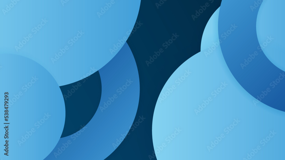 Poster Abstract blue shapes background with circles and modern technology geometric pattern. Vector abstract graphic design banner pattern presentation background web template.