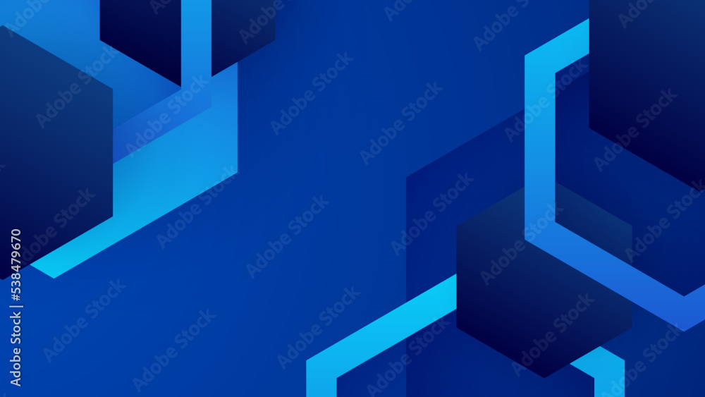 Aufkleber Abstract blue shapes background with hexagon and modern technology geometric pattern. Vector abstract graphic design banner pattern presentation background web template.