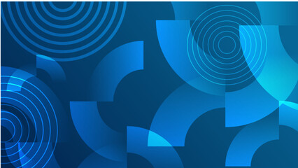 Abstract dark blue background with circle geometric shapes. Vector illustration