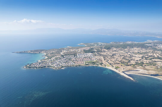 Teos Ancient City Drone Photo, Seferihisar Izmir Turkey