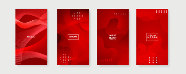 Trendy editable red background template for social networks stories, vector illustration. Design backgrounds for social media.