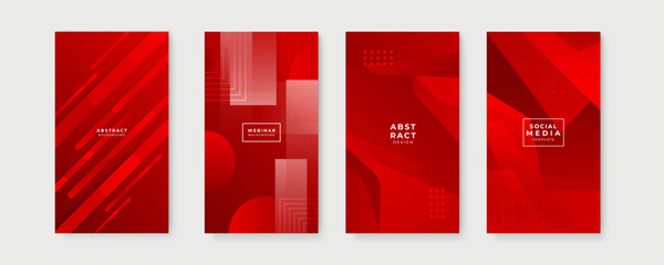 Trendy editable red background template for social networks stories, vector illustration. Design backgrounds for social media.