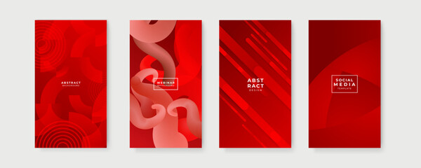 Trendy editable red background template for social networks stories, vector illustration. Design backgrounds for social media.