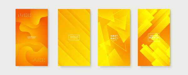 Abstract shapes on yellow and orange background for social media story template design. Minimal orange background with geometric creative and minimal gradient concepts, for posters, banners