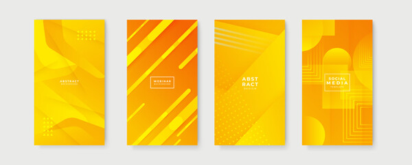 Abstract shapes on yellow and orange background for social media story template design. Minimal orange background with geometric creative and minimal gradient concepts, for posters, banners