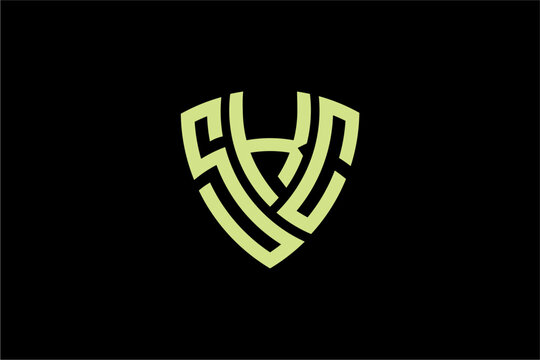 SKC creative letter shield logo design vector icon illustration