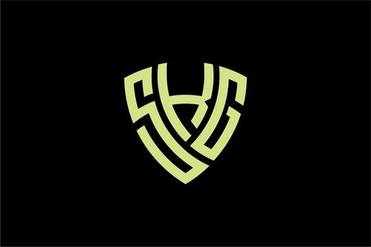 SKG creative letter shield logo design vector icon illustration