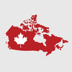 Canada outline map with maple leaf