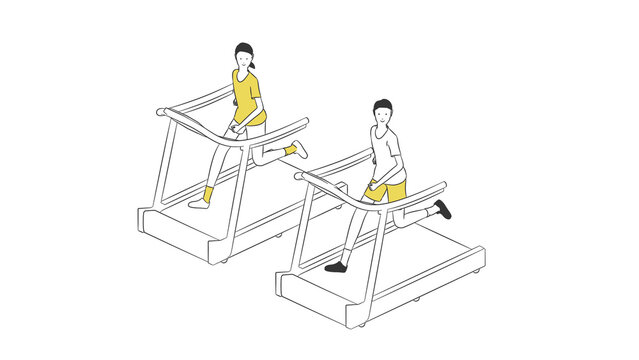 recommend clip art: ランニングマシンで走る男女のシンプルなイラスト