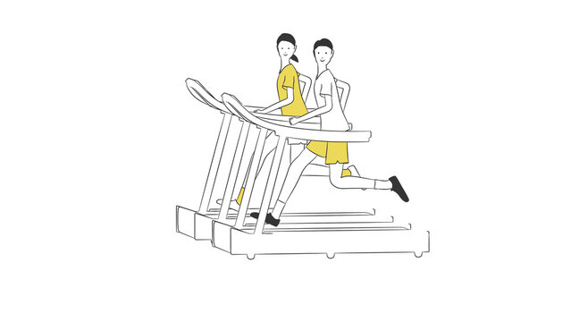 recommend clip art: ランニングマシンで走る男女のシンプルなイラスト