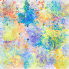 Watercolor background on paper.