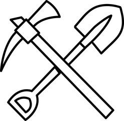 Pickaxe line icon, vector logo isolated on white background, pickaxe mining tool.eps