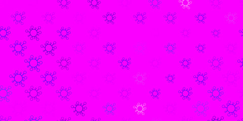 Light pink, blue vector background with covid-19 symbols.