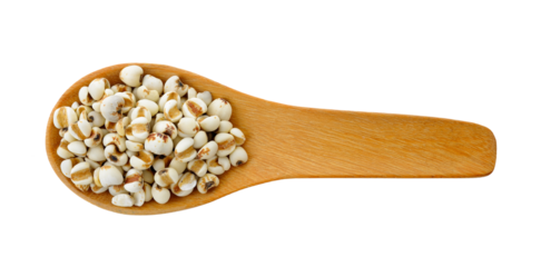 Millet in wood spoon isolated on transparent png