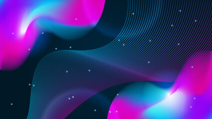 Blue pink and purple tech background with geometric structure. Clean, minimal design with simple futuristic forms. Illustration abstract futuristic electronic circuit technology background